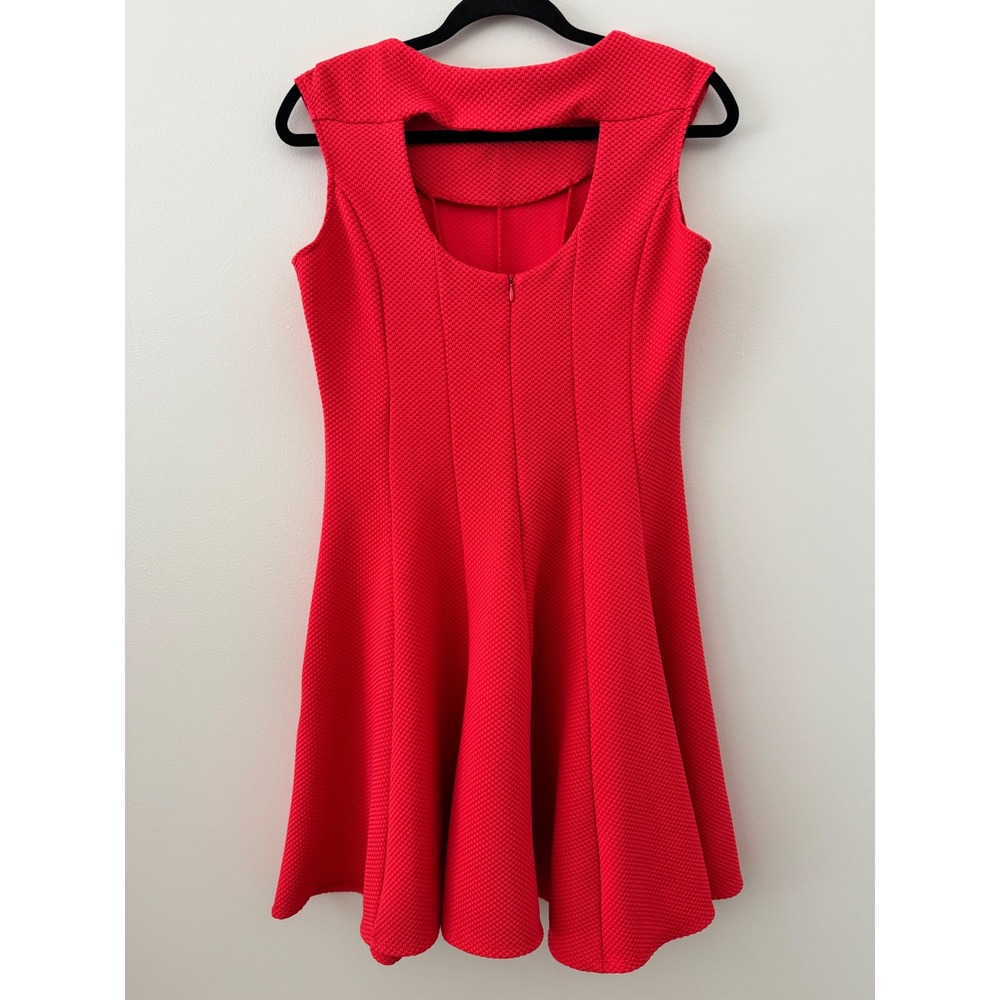 Danny & Nicole Textured Fit Flare Dress Pink Coral Sleeveless Skater Dress 6 - Picture 6 of 12